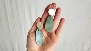Guatemalan Jade Earrings. Sterling Silver. 2236