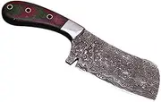 Handmade Damascus Cleaver Chef Knife with Micarta Handle - AMK003 Cleaver Knife 8.5" 200-layers Damascus Steel Chef Knives Meat Vegetable Cleaver with Leather Sheath