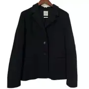 NWT St John Black Two button knit cotton blend essential suit jacket blazer sz 8