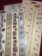 Lot Of 3 Vintage embossed stickers Scrap-Booking Sticker Set Flower Crown Sealed