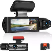 Dual Dash Cam for Cars Front and inside 3.16 Inch IPS Screen 1080P HD DVR Camera