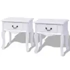 2x Wooden Bedside Tables Side Storage Drawers Shelf Cabinets Nightstand White