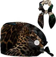 [YTYVAGT] Scrub Caps Women,Scrub Hats Suitable for Women,Animal Portrait Leopard