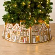 LED Christmas Tree Collar 26 Inch Skirt for Gingerbread House Lighted Xmas Trees Base Cover Ornament Pencil Tree Decorations