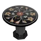 24" Marble Table Top With Marble Stand Semi Precious Stone Home Furniture