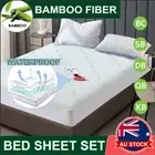 Bamboo Waterproof Fiber Bed Matress Protector Cooling Single/King Single/Double