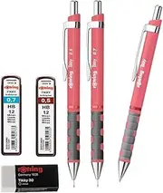 rOtring Tikky Pencils and Ballpoint Pens Refill 0.7mm 0.5mm Tea Rose Tikky Eraser Pack of 28