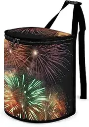 Car Garbage Bag, Splendid Fireworks Print Car Trash Can Automotive Trash Bin Car Storage Bag Car Garbage Organizer