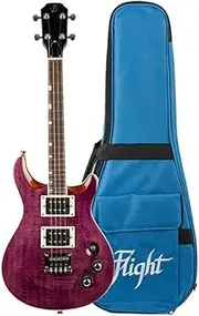 [Flight] Ukulele Vanguard Solid Body Electric Ukulele with Bag, Transparent Purple