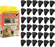 LALOCAPEYO Space Saving Hanger Hooks, Clothes Hanger Connector Hooks,Ruby Space Triangles, Ultra- Premium Hanger Hooks Triple Closet, Fits All Hangers (black-36pcs)