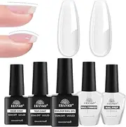 EBANKU Clear Builder Gel for Nail Set, 5Pcs Gel Builder with Nail Dehydrator and Primer, Base Coat Top Coat, Strong Adhesion, Long Lasting Fast Dry for Thickening Apex Building