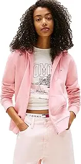 [Tommy Jeans] Women's Medium Weight Zip Up Hoodie with Script Logo and Drawstring
