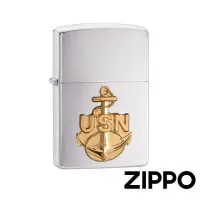 在飛比找momo購物網優惠-【Zippo】海軍系列-錨金徽章防風打火機(美國防風打火機)