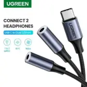 Ugreen USB C Audio Splitter to Dual 3.5mm Jack Double Headphones Adapter Cable