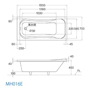 CAESAR 凱撒衛浴 MH016D MH016E MH016F 崁入式浴缸 免運