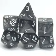 New 7 Piece Polyhedral Pearlescent Nacreous Black Dice Set With Bag D&D RPG