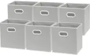 6 Pack - SimpleHouseware Foldable Cube Storage Bin with Handle Grey