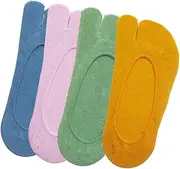 [OFFSCH] 4Pairs Breathable Two Toed Socks for Girls Solid Summer Shallow Socks Lightweight and Comfortable Footwear for Everyday Wear