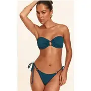Teal Textured Bandeau Bikini Top, Teal