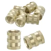 Knurled Insert Nuts, 8Pcs M8 x 12mm(L) x 10mm(OD) Thread Printing Brass Nuts