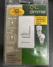 LUTRON DIMMER SWITCH LGCL-153PLH-WH #c3 Single Pole Or 3-Way