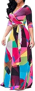 [N\W] NW Spring Summer Women's V Neck Printing Dress Skirt