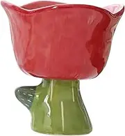 GOOHOCHY Red Tulip Dessert Bowl Unique Salad Cup Ice Cream Bowl for Home Cafe Ceramic Sturdy and Versatile