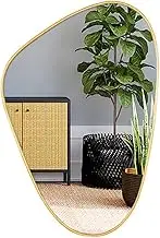 Mirrts 16x24 Inch Irregular Gold Living Room Mirror– Modern Decorative Framed Wall Mirror for Bedroom, Bathroom Room, and Entryway Décor-Asymmetrical Wall Mirror