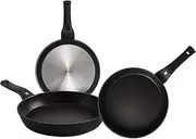 [WMF] Permadur Premium Set of 3 Stainless Steel Frying Pans 20, 24 and 28 cm with Non-Stick for All Cookers Including Induction