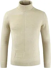 [Gsywaipei] Men's Half Turtleneck Knit Sweater Casual Solid Color Male Knitted Sweaters Winter Basic Slim Fit Knits Pullover