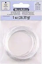 Beadalon Carbon Steel Memory Wire, Round, Medium Bracelet, Silver Plated, 1 oz, Approx. 73 coils