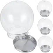 BESTOYARD 4PCS Clear Plastic DIY Snow Globe Kits for Crafting Unique Water Globe Decorations Easy to Use Clean for Christmas and Winter Projects Materials