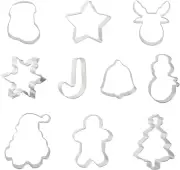 10Pcs Large Christmas Cookie Cutters Gingerbread Tree Snowflake Santa Baking