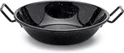 4502 Pan Kadai/Wok with Handles, Enamel, Black/White Dots, 22cm