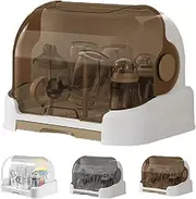 Baby Bottle Drying Storage Box, Baby Bottle Drying Rack with Lid, Baby Bottle Holder Rack, Portable Large Capacity Toddler Bottles Storage Box with Removable Drip Tray for Teats, Cups, Pump