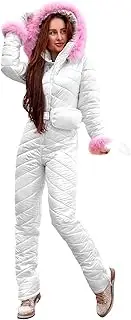 [Generic] Women Ski Suits One Piece Snowboard Slim Winter Warm Waterproof Windproof Snowsuit Jumpsuit for Outdoor Sports