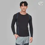 ADISI 男TACTEL PRO長袖快乾排汗圓領上衣AL2391059 (S-2XL) 黑色/藍線｜防曬 抗UV 彈性