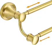 Hoimpro Adjustable Retractable 15-27 Inches Stainless Steel Bathroom Towel Bar, Bathroom Accessories Bath Hotel Double Towel Bar Rod Hanger Wall Mounted Towel Holder Towel Rack, Brushed Gold