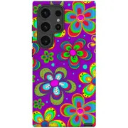 For Samsung Galaxy S24 Ultra Tough Protective Cover, Purple Floral Design