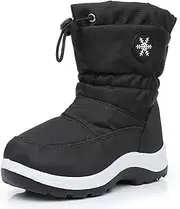 [Ahannie] Kids Toddler Snow Boots Boys Girls Water Resistant Warm Insulated Side Zipper Winter Boots