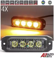 4 Led Amber Strobe Flashing Lights X4 Recovery Lightbar R65 Mount Beacon 12-24V