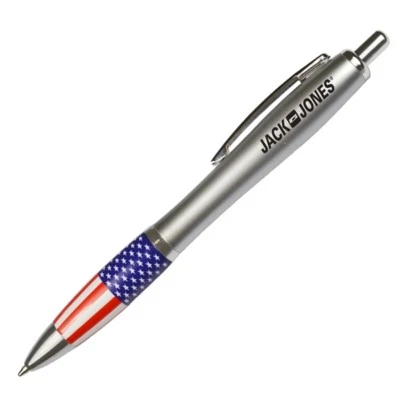 500 Custom Printed Silver Barrel Patriotic Pens, Bulk Promotional Products