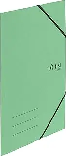 VON Leitz 30080050 Pack of 5 A4 Folder Recycled Cardboard for 150 Sheets 3 Flaps Folder with Elastic Band with Modern Von Print Lightweight Folder for School and Home Mint Green