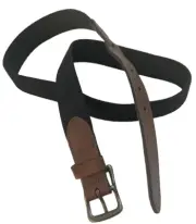Lands End Mens Golf Casual Belt Stretch Brown Leather Canvas Black size 38 NEW
