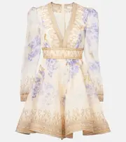 [Zimmermann] Zimmermann Dawning Plunge printed minidress AU 6 beige