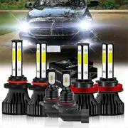 For 2011-2018 Ram 1500 2500 3500 Low And Led High Beam H11 9005 Led Headlights+9145 Fog Bulbs Kit