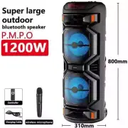1200W Portable Bluetooth Speaker – 8” Dual Subwoofer, Outdoor Karaoke, Mic Inclu