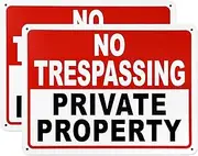 Lydia's Deal 2-Pack Private Property No Trespassing Sign with Zipties, Weatherproof UV Printed .040 Mil Rust Free Aluminum 10 x 7 in, Security Camera Sign Outdoor for Home Business