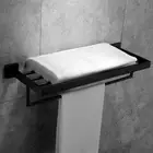 600mm 2 Layers Towel Shelf Storage Bath Stainless Steel Rack Rail Black / Sliver