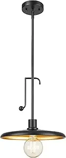 EMLIVIAR 13-inch Pendant Lights Kitchen Island, Farmhouse Pendant Light Fixtures, Black Finish, Barn Vintage Hanging Light Fixture, AUY11-MIL BK